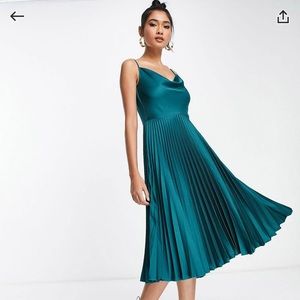ASOS Green Satin Midi Dress